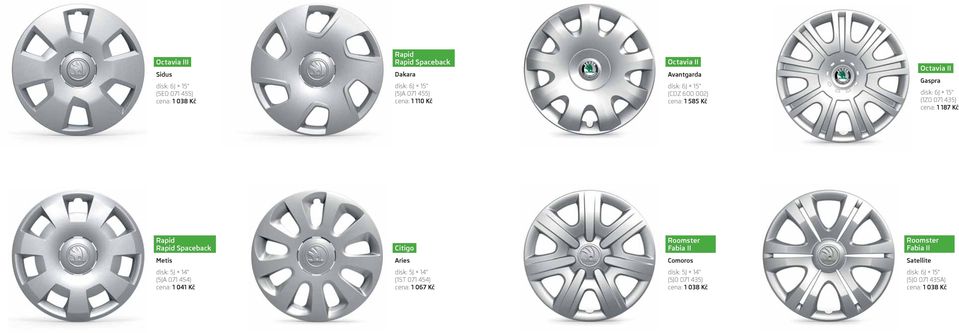 Rapid Rapid Spaceback Citigo Roomster Fabia II Roomster Fabia II Metis Aries Comoros Satellite disk: 5J 14" (5JA 071 454) cena: 1