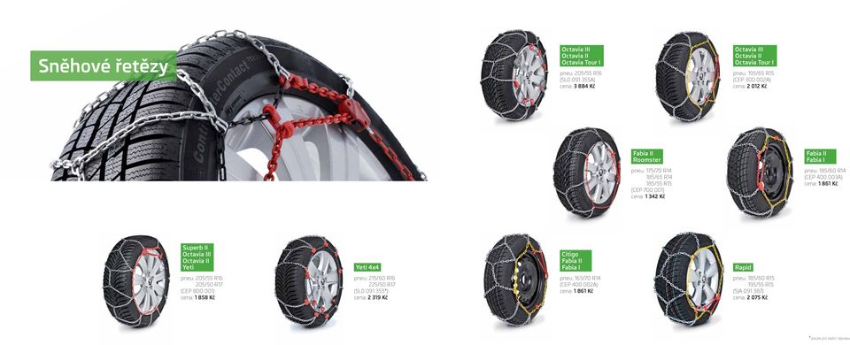 861 Kč Superb II Octavia III Octavia II Yeti Yeti 4x4 Citigo Fabia II Fabia I Rapid pneu: 205/55 R16 205/50 R17 (CEP 800 001) cena: 1 858 Kč pneu: 215/60 R16