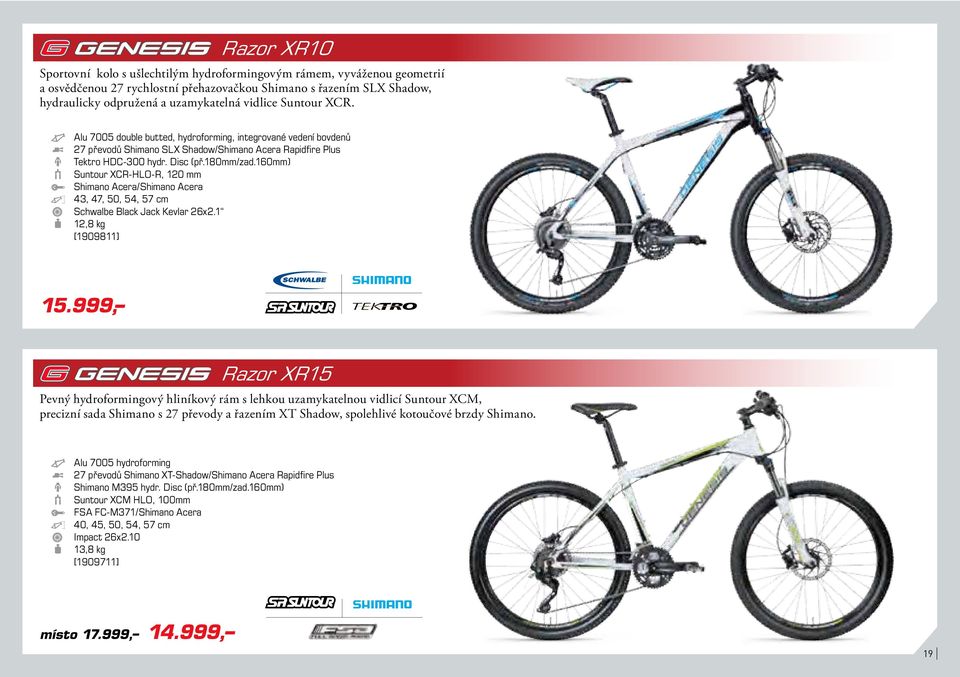 160mm) Suntour XCR-HLO-R, 120 mm Shimano Acera/Shimano Acera 43, 47, 50, 54, 57 cm Schwalbe Black Jack Kevlar 26x2.1 12,8 kg [1909811] 15.