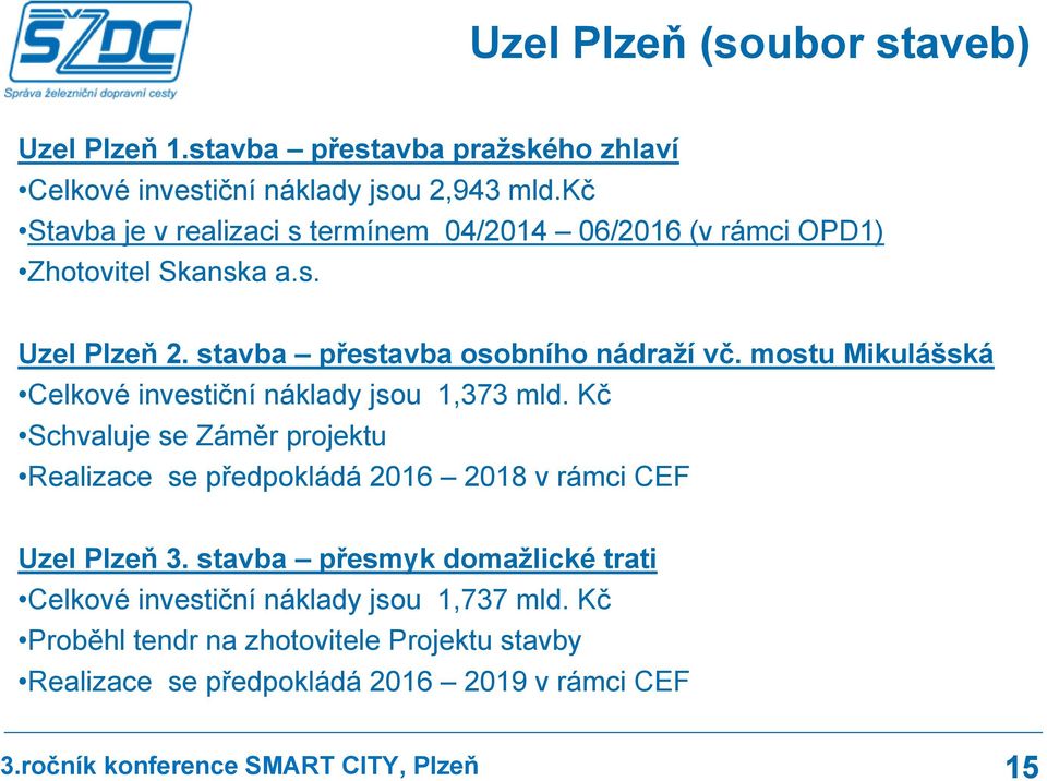 mostu Mikulášská Celkové investiční náklady jsou 1,373 mld.