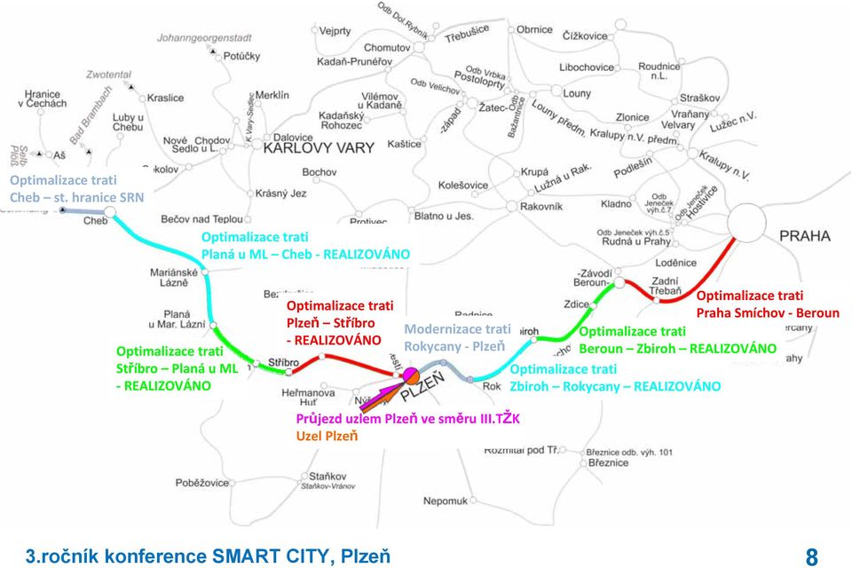 REALIZOVÁNO Optimalizace trati Plzeň Stříbro REALIZOVÁNO Modernizace trati Rokycany Plzeň