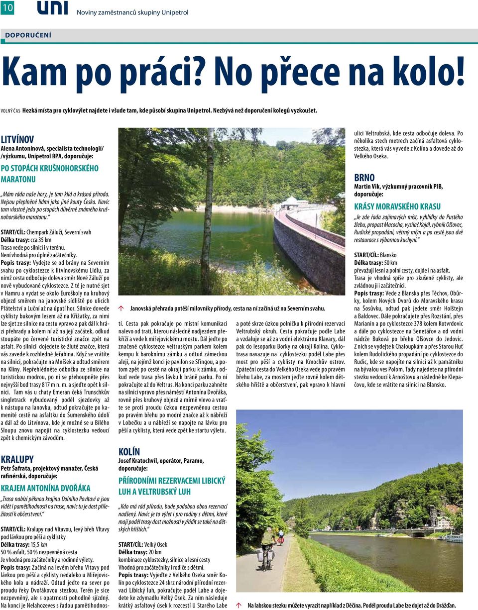 LITVÍNOV Alena Antonínová, specialista technologií/ /výzkumu, Unipetrol RPA, doporučuje: PO STOPÁCH KRUŠNOHORSKÉHO MARATONU Mám ráda naše hory, je tam klid a krásná příroda.