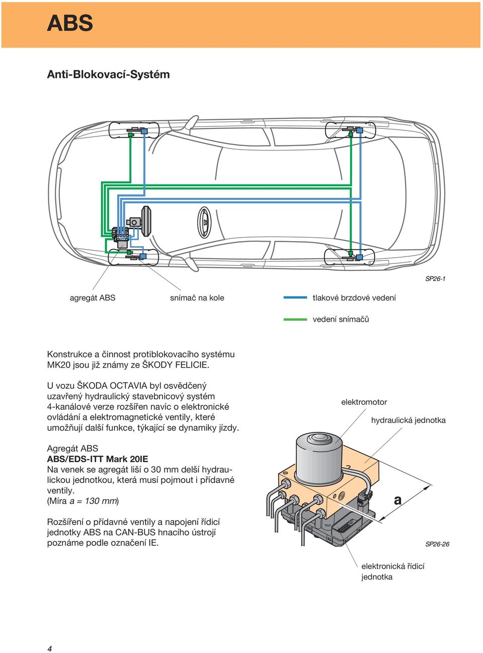 funkce, týkající se dynamiky jízdy. Agregát ABS ABS/EDS-ITT Mark 20IE Na venek se agregát liší o 30 mm delší hydraulickou jednotkou, která musí pojmout i přídavné ventily.