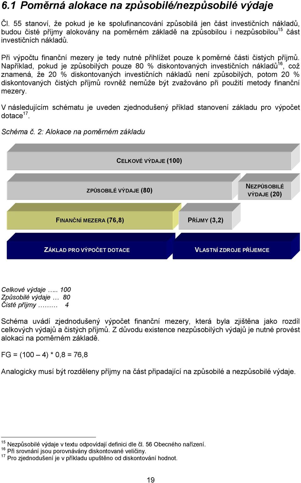 Při výpočtu finanční mezery je tedy nutné přihlížet pouze k poměrné části čistých příjmů.