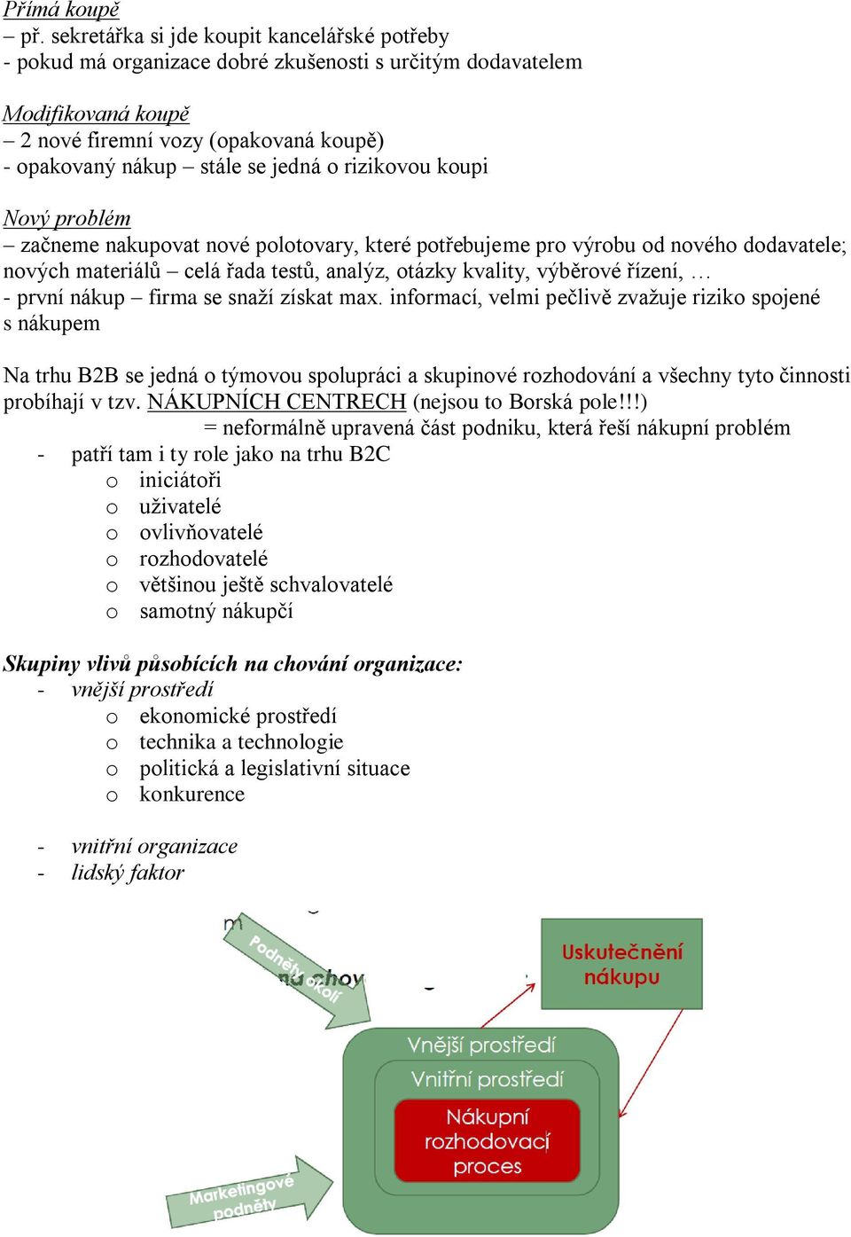 rizikovou koupi Nový problém začneme nakupovat nové polotovary, které potřebujeme pro výrobu od nového dodavatele; nových materiálů celá řada testů, analýz, otázky kvality, výběrové řízení, - první