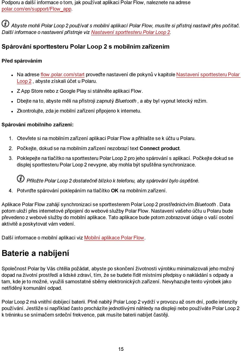 Spárování sporttesteru Polar Loop 2 s mobilním zařízením Před spárováním Na adrese flow.polar.