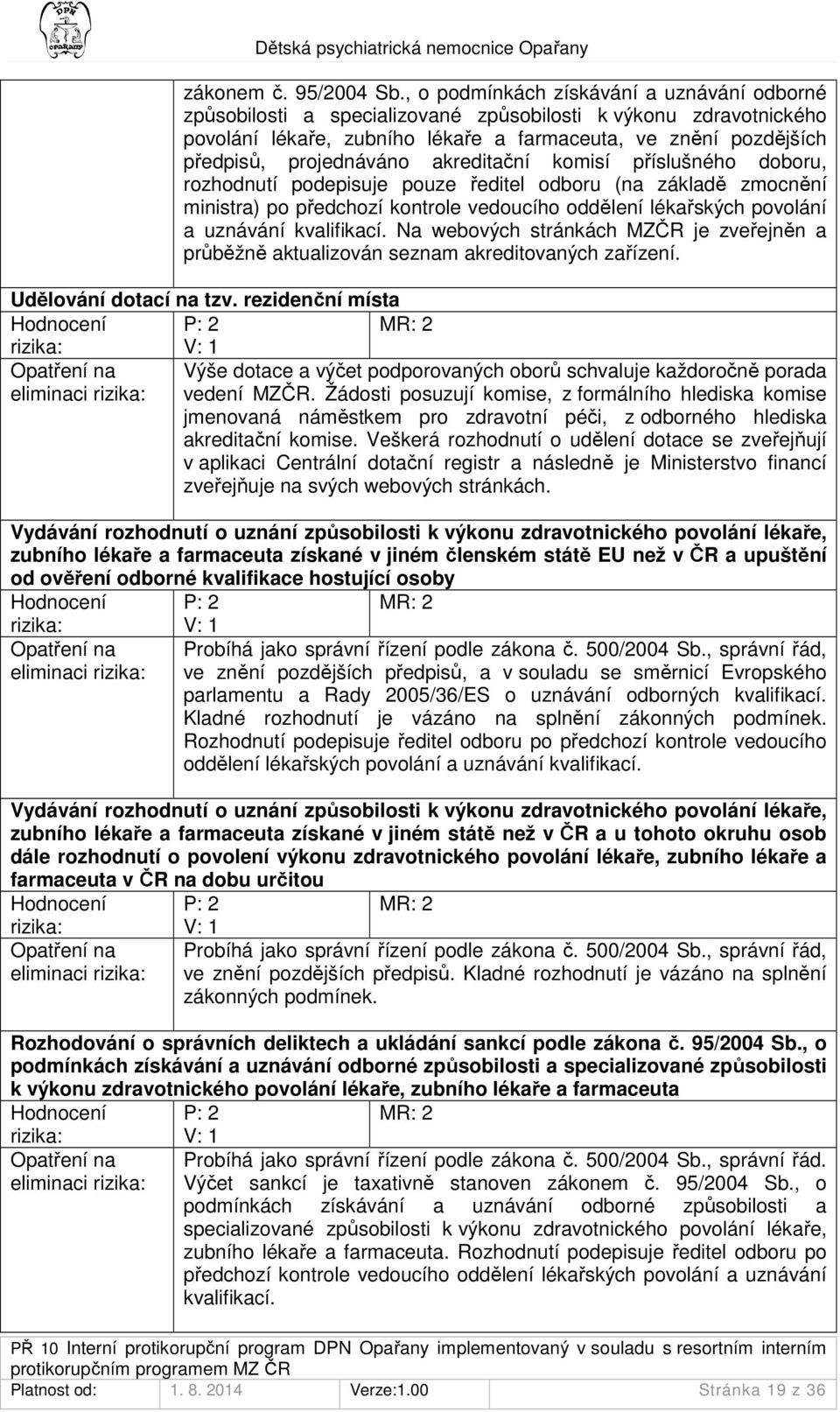 akreditační komisí příslušného doboru, rozhodnutí podepisuje pouze ředitel odboru (na základě zmocnění ministra) po předchozí kontrole vedoucího oddělení lékařských povolání a uznávání kvalifikací.