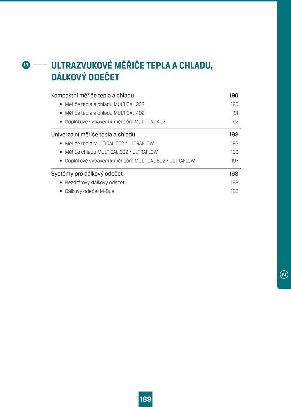 chladu 193 Měřiče tepla MULTICAL 602 / ULTRAFLOW 193 Měřiče chladu MULTICAL 602 / ULTRAFLOW 196 Doplňkové vybavení k