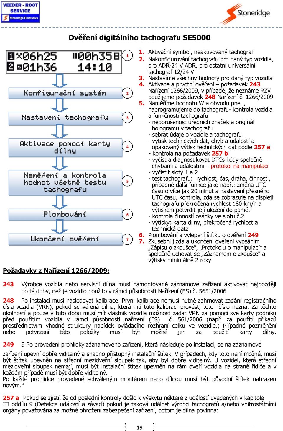 Nastavíme všechny hodnoty pro daný typ vozidla 4. Aktivace a prvotní ověření požadavek 243 Nařízení 1266/2009, v případě, že neznáme RZV použijeme požadavek 248 Nařízení č. 1266/2009. 5.