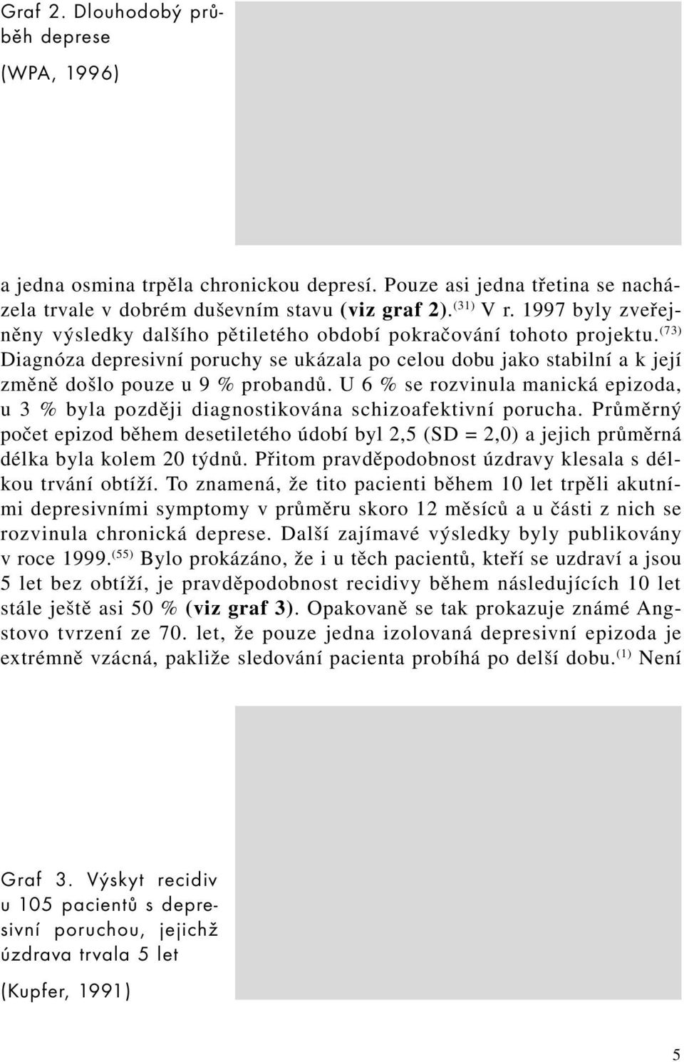 U 6 % se rozvinula manická epizoda, u 3 % byla později diagnostikována schizoafektivní porucha.