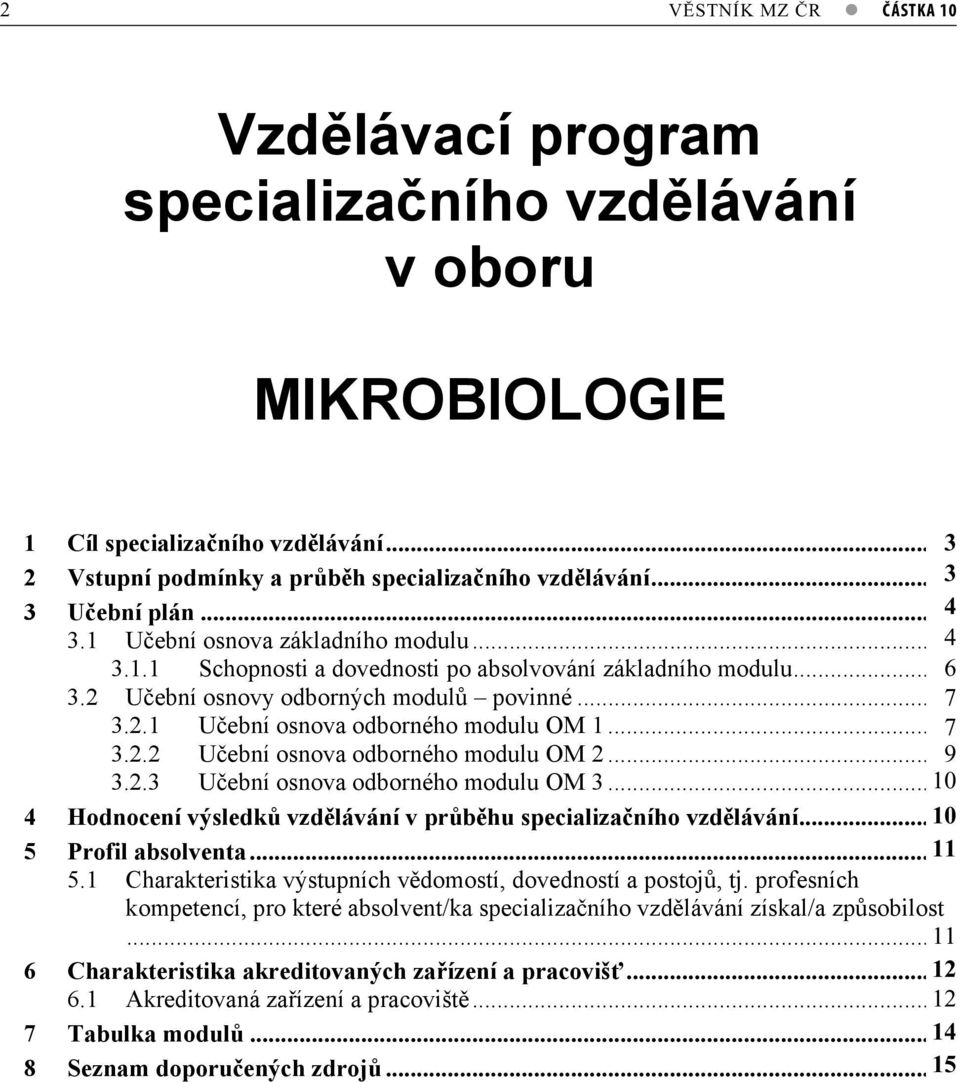 ..67 3.2.2 Uební osnova odborného modulu OM 2...89 3.2.3 Uební osnova odborného modulu OM 3...9 10 4 Hodnocení výsledk vzdlávání v prbhu specializaního vzdlávání...9 10 5 Profil absolventa...10 11 5.