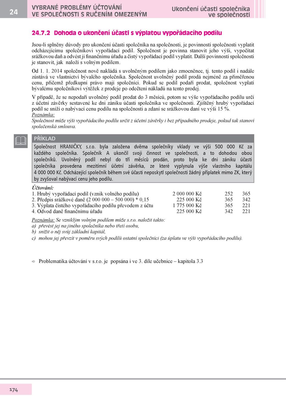 vypořádací podíl. Společnost je povinna stanovit jeho výši, vypočítat srážkovou daň a odvést ji finančnímu úřadu a čistý vypořádací podíl vyplatit.