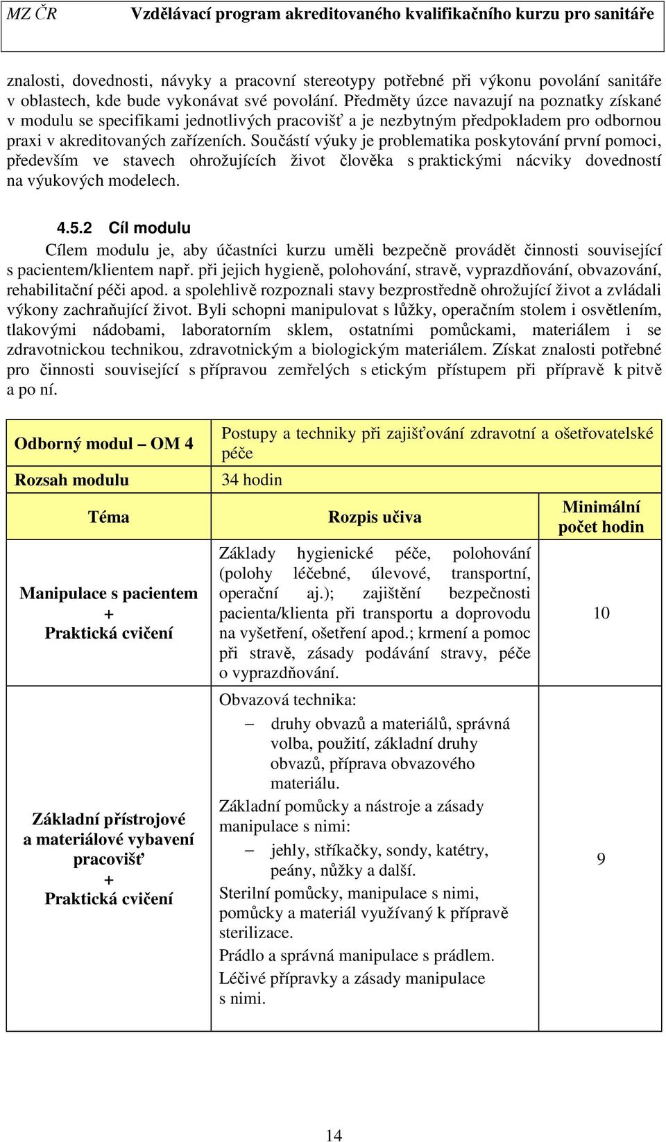 Součástí výuky je problematika poskytování první pomoci, především ve stavech ohrožujících život člověka s praktickými nácviky dovedností na výukových modelech. 4.5.