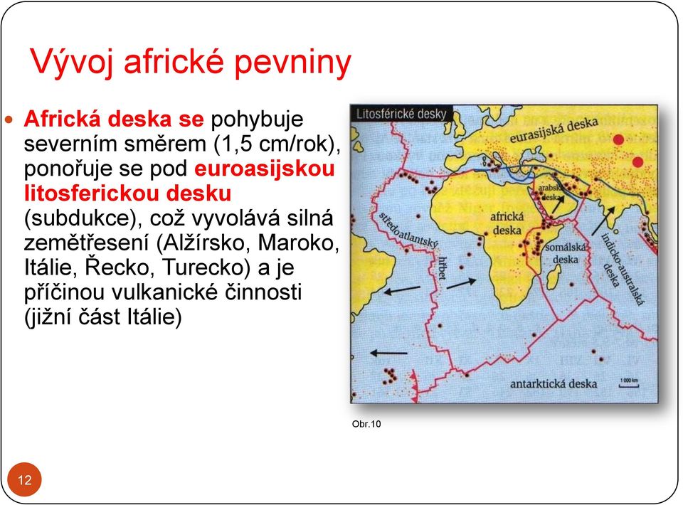 (subdukce), což vyvolává silná zemětřesení (Alžírsko, Maroko,