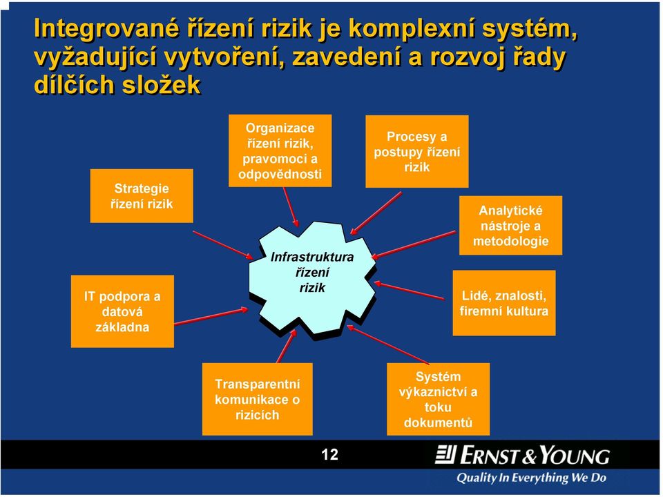 odpovědnosti Infrastruktura řízení rizik Procesy a postupy řízení rizik Analytické nástroje a