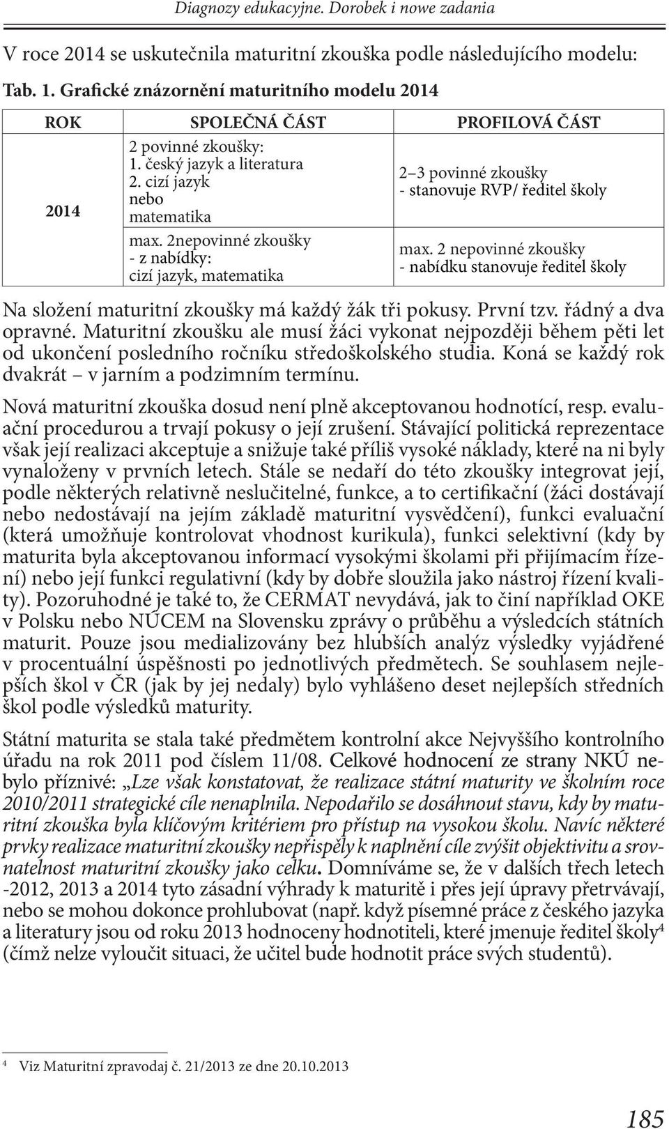 cizí jazyk 2 3 povinné zkoušky nebo - stanovuje RVP/ ředitel školy 2014 matematika max. 2nepovinné zkoušky - z nabídky: cizí jazyk, matematika max.