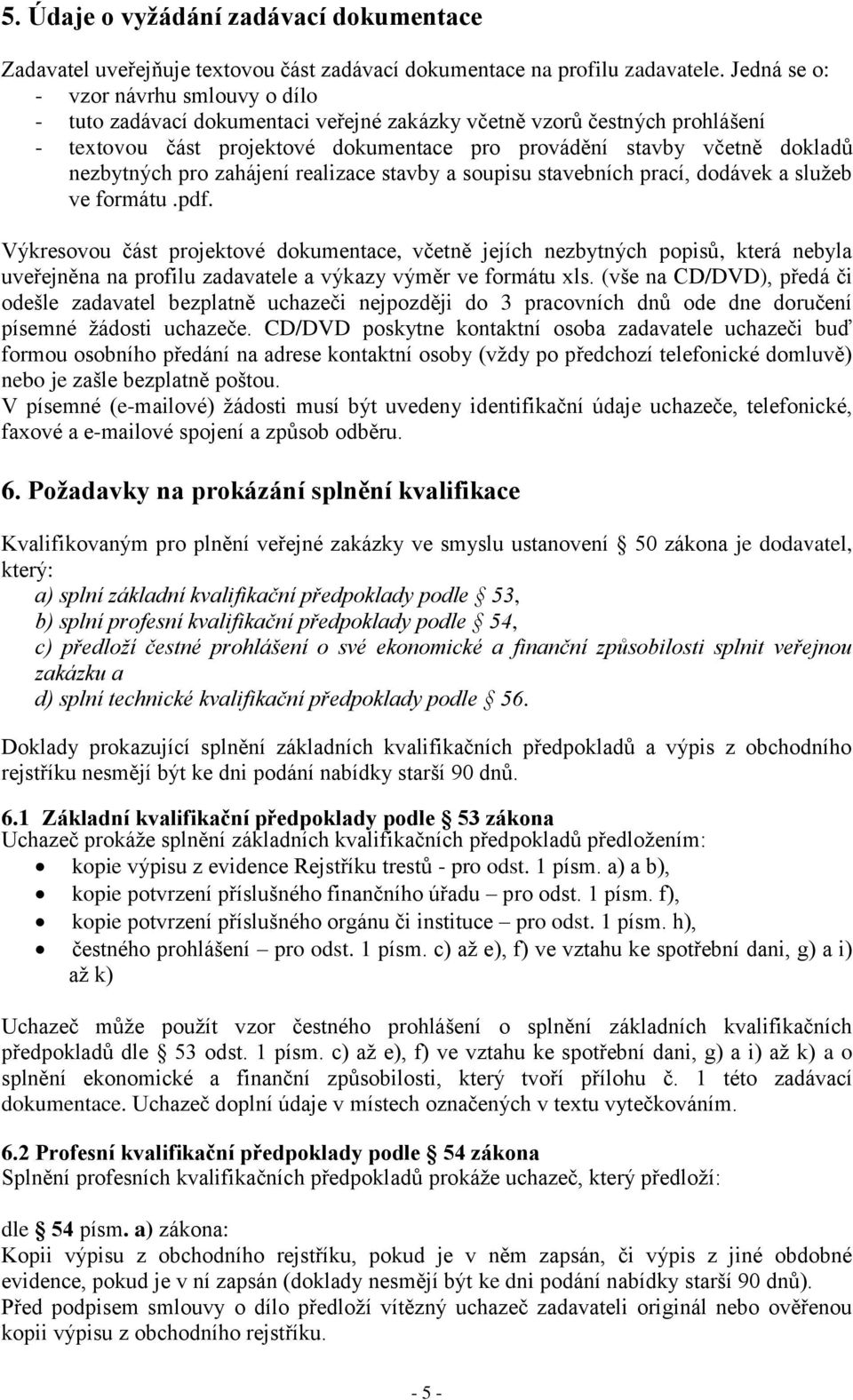 nezbytných pro zahájení realizace stavby a soupisu stavebních prací, dodávek a služeb ve formátu.pdf.