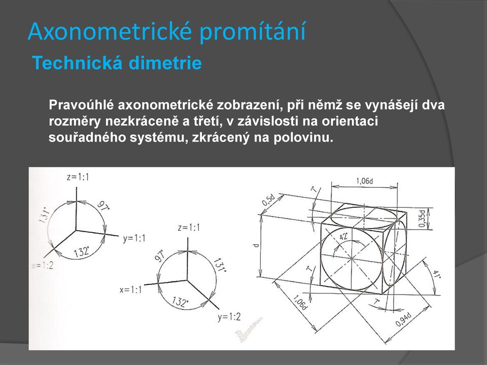 vynášejí dva rozměry nezkráceně a třetí, v