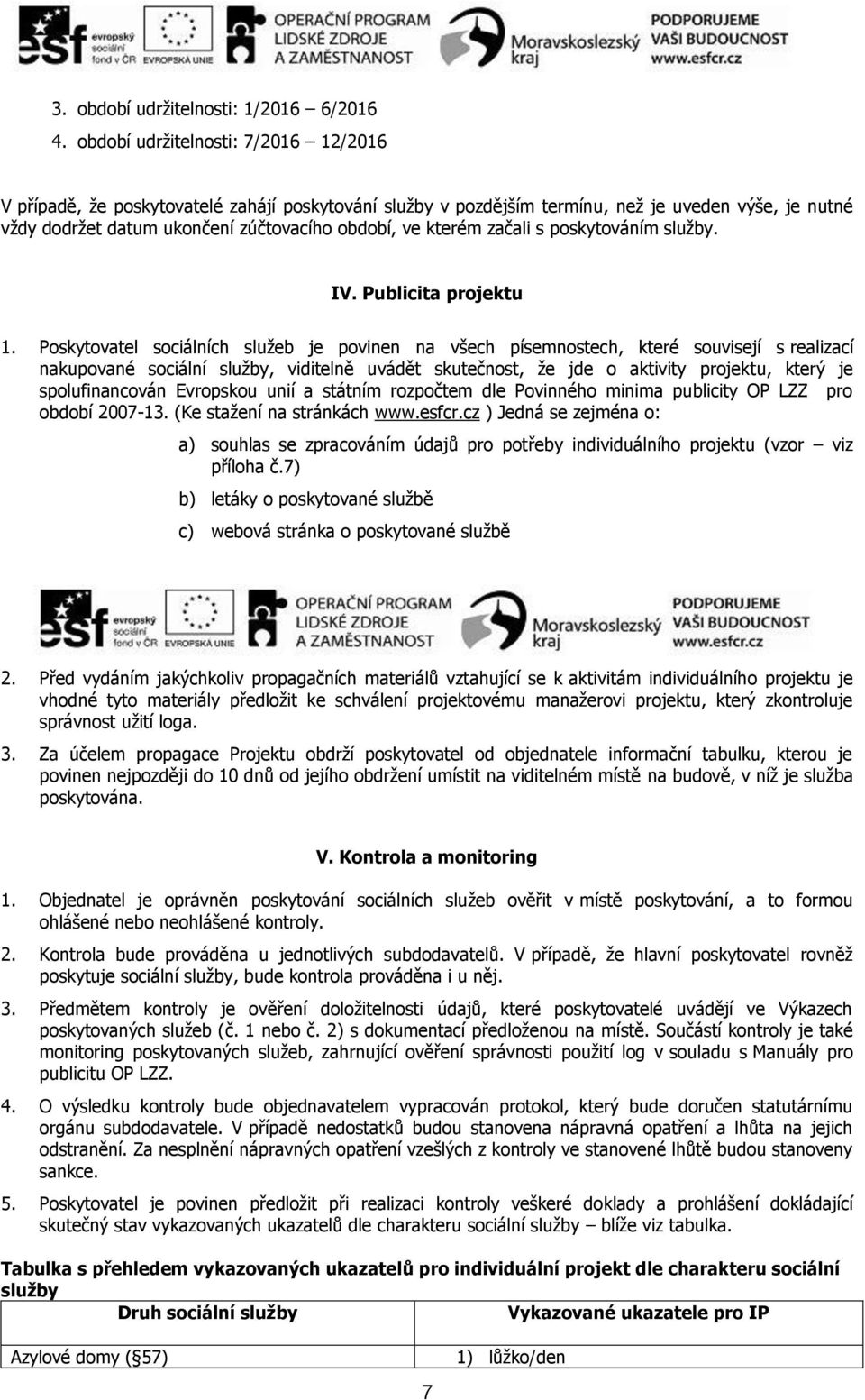 začali s poskytováním služby. IV. Publicita projektu 1.