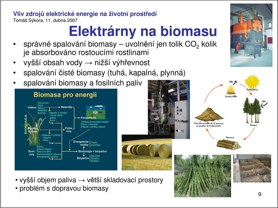 spalování čisté biomasy (tuhá, kapalná, plynná) spalování biomasy a