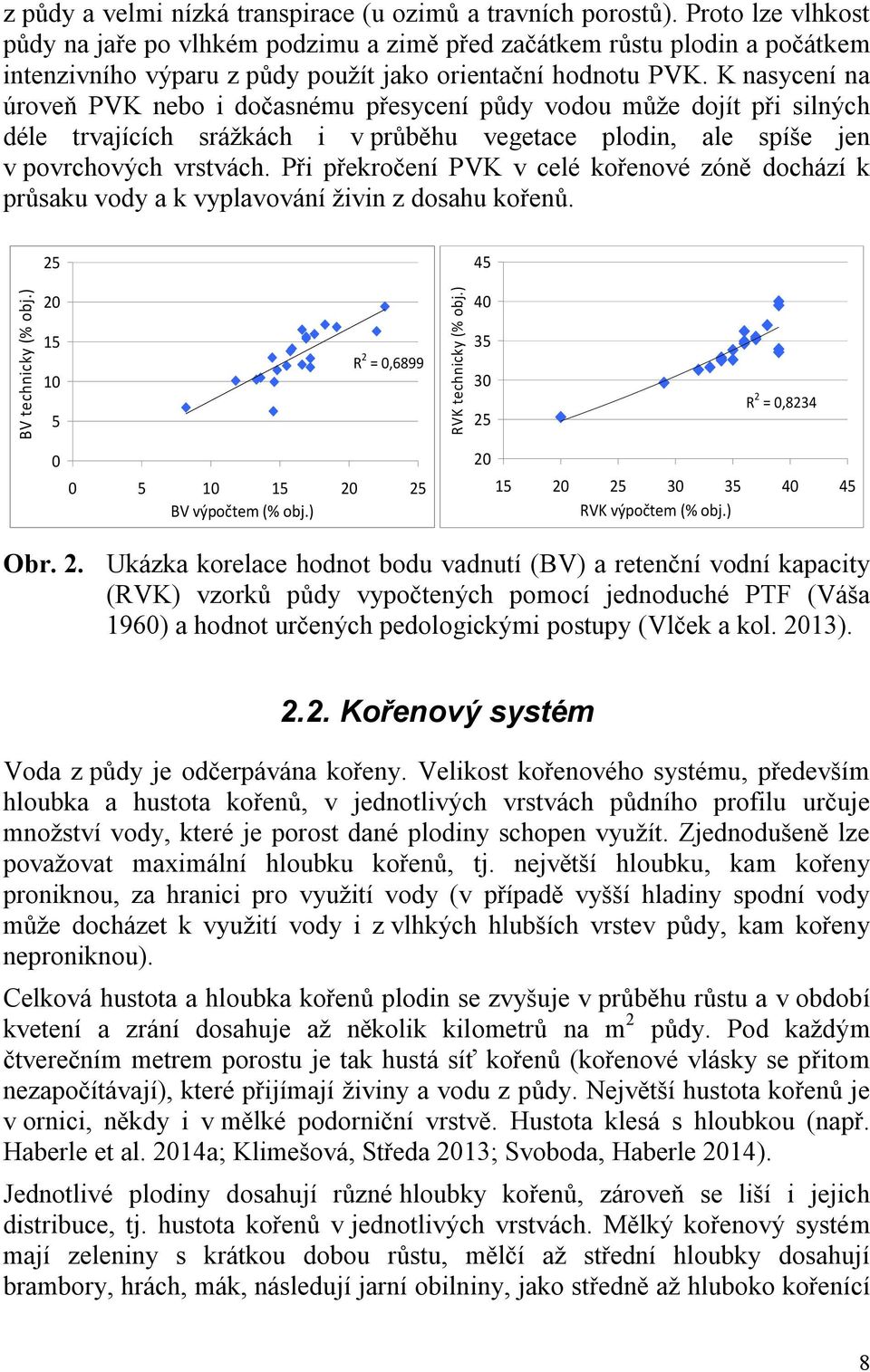 K nasycení na úroveň PVK nebo i dočasnému přesycení půdy vodou může dojít při silných déle trvajících srážkách i v průběhu vegetace plodin, ale spíše jen v povrchových vrstvách.