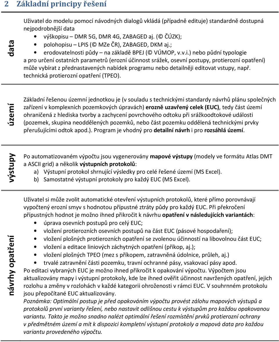 u LPIS ( MZe ČR), ZABAGED, DKM aj.; erodovatelnosti 