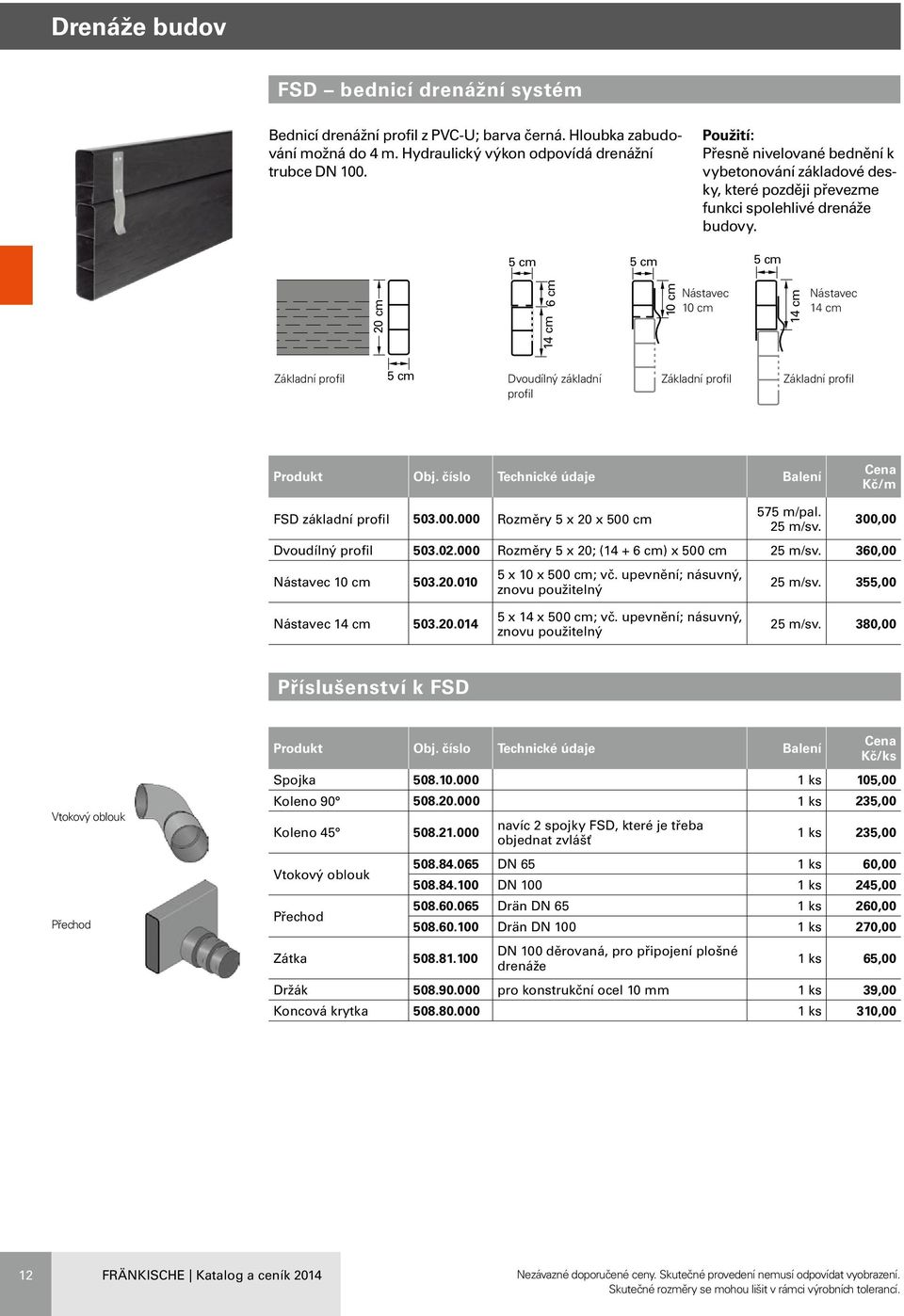 5 cm 5 cm 5 cm 20 cm 6 cm 14 cm 10 cm Nástavec 10 cm 14 cm Nástavec 14 cm Základní profil 5 cm Dvoudílný základní Základní profil Základní profil profil Kč/m FSD základní profil 503.00.