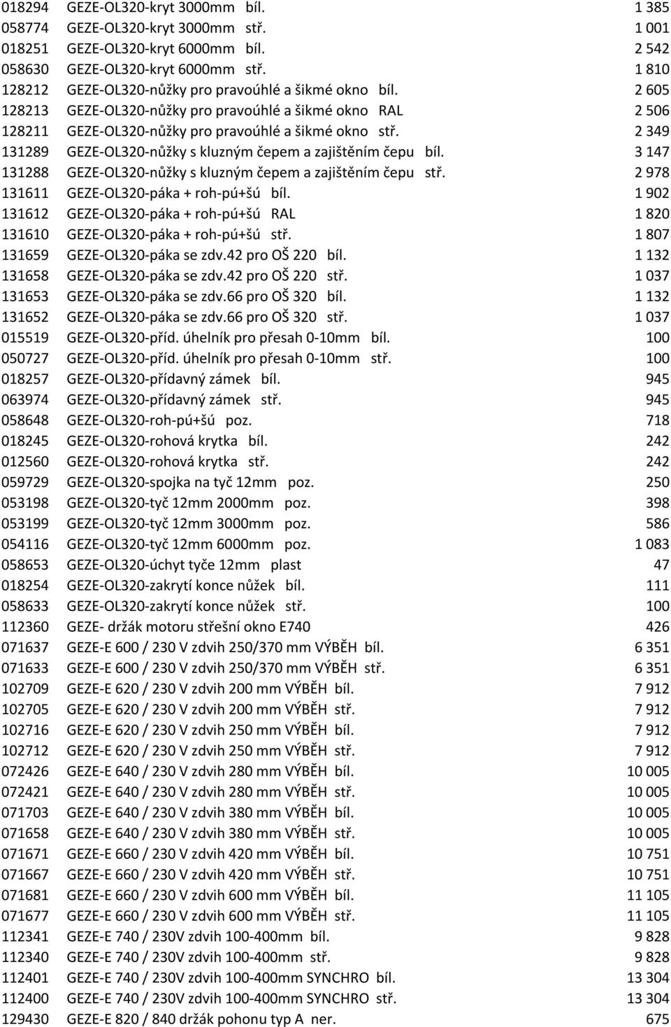 2004,00 Kč 2 605 128213 GEZE-OL320-nůžky pro pravoúhlé a šikmé okno RAL 1928,00 Kč 2 506 128211 GEZE-OL320-nůžky pro pravoúhlé a šikmé okno stř.