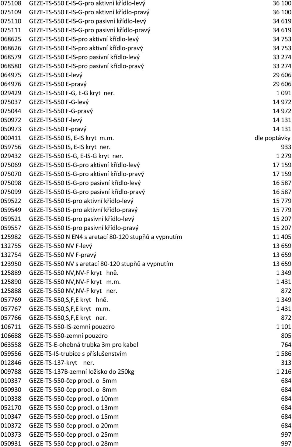 26733,00 Kč 34 753 068579 GEZE-TS-550 E-IS-pro pasivní křídlo-levý 25595,00 Kč 33 274 068580 GEZE-TS-550 E-IS-pro pasivní křídlo-pravý 25595,00 Kč 33 274 064975 GEZE-TS-550 E-levý 22774,00 Kč 29 606