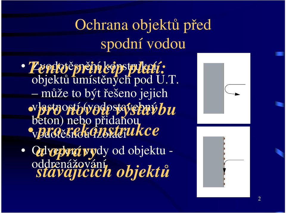 může to být řešeno jejich vlastností pro novou (vodostavebný výstavbu beton)