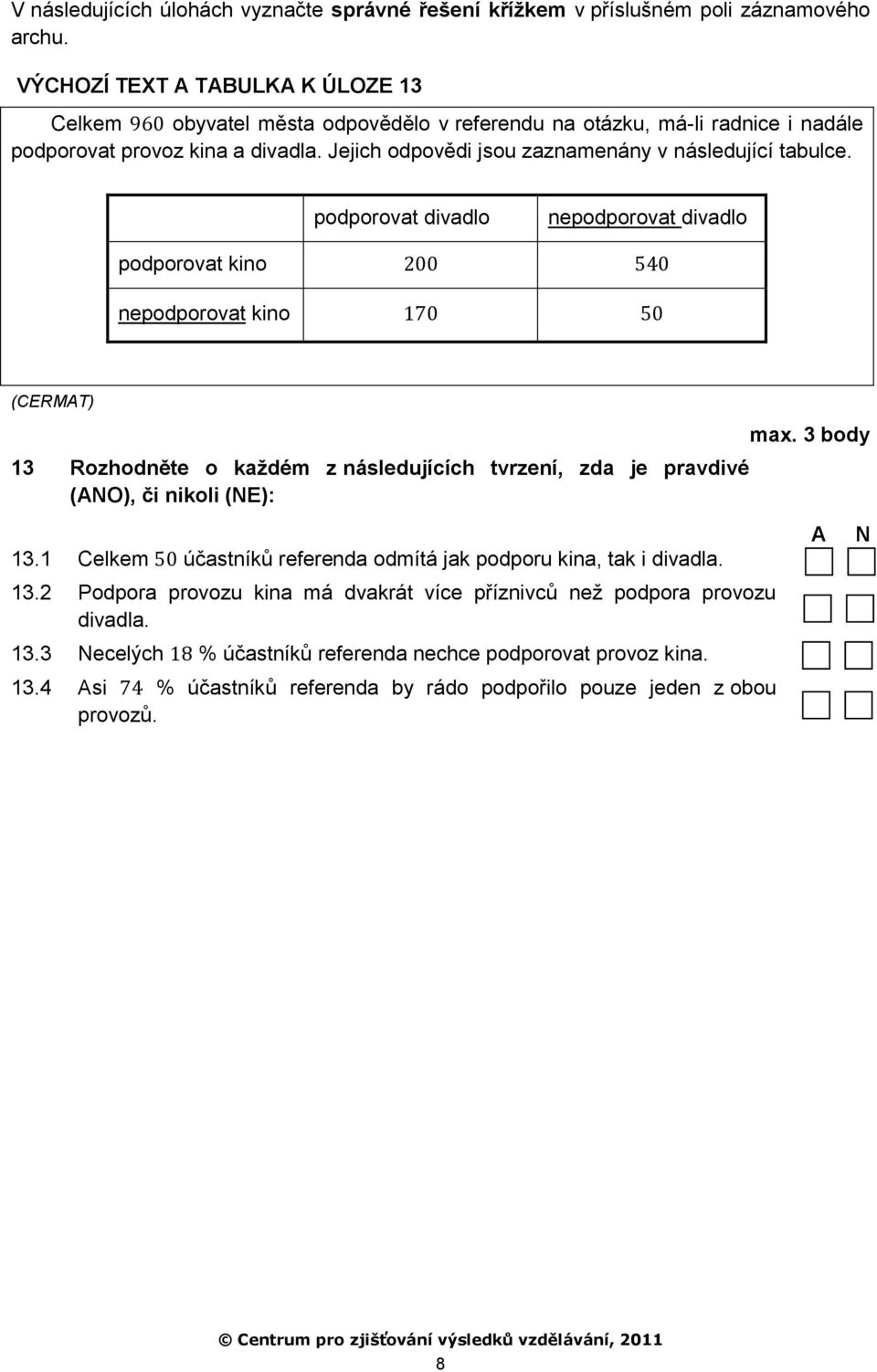 Jejich odpovědi jsou zaznamenány v následující tabulce.