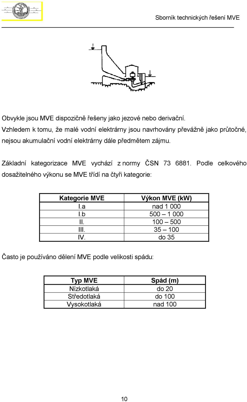 zájmu. Základní kategorizace MVE vychází z normy ČSN 73 6881.