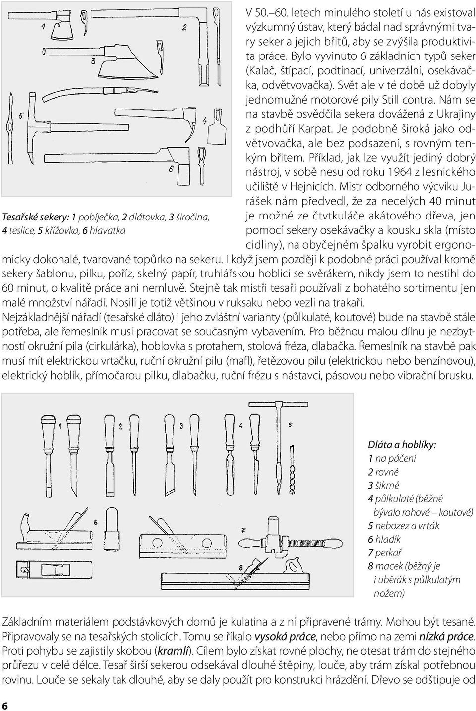 Bylo vyvinuto 6 základních typů seker (Kalač, štípací, podtínací, univerzální, osekávačka, odvětvovačka). Svět ale v té době už dobyly jednomužné motorové pily Still contra.