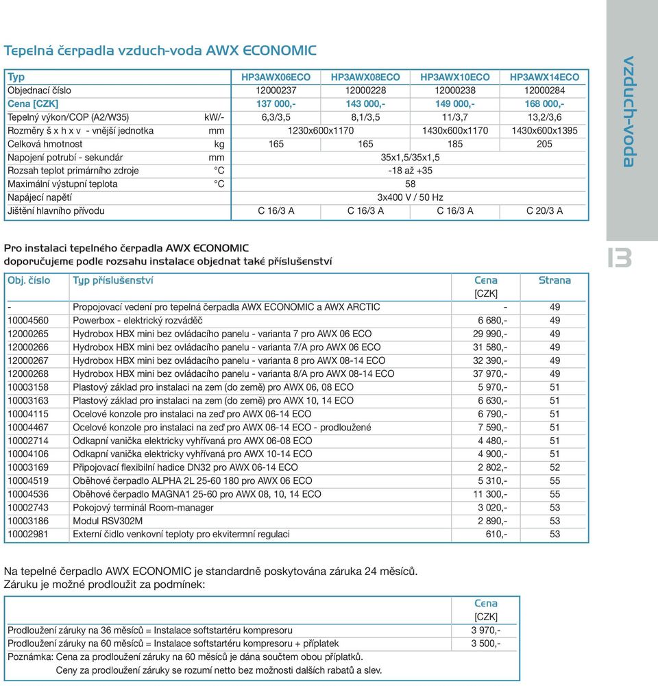 sekundár mm 35x1,5/35x1,5 Rozsah teplot primárního zdroje C -18 až +35 Maximální výstupní teplota C 58 Jištění hlavního přívodu C 16/3 A C 16/3 A C 16/3 A C 20/3 A vzduch-voda Pro instalaci tepelného