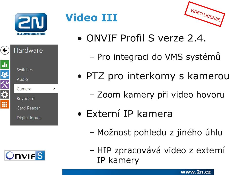 kamerou Zoom kamery při video hovoru Externí IP