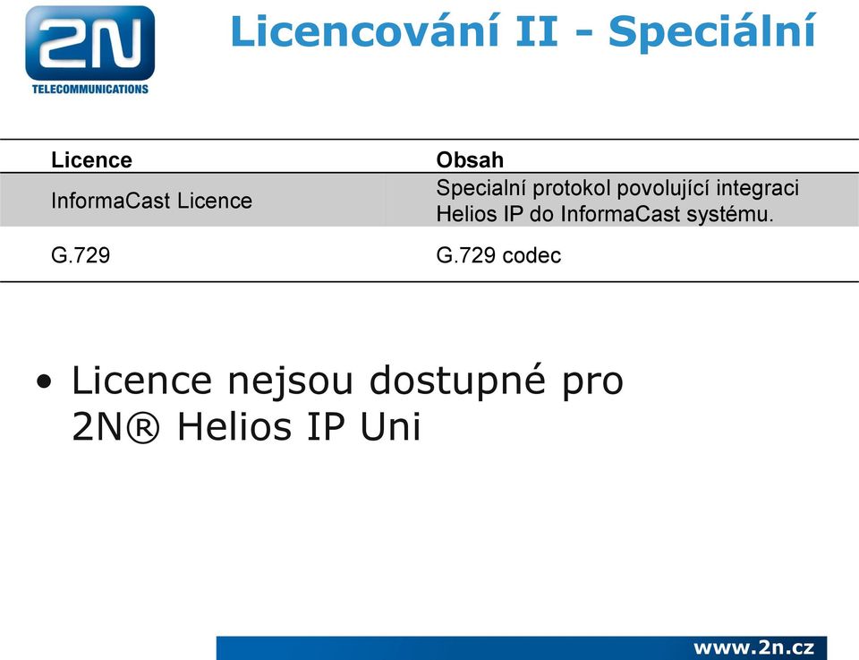 integraci Helios IP do InformaCast systému. G.