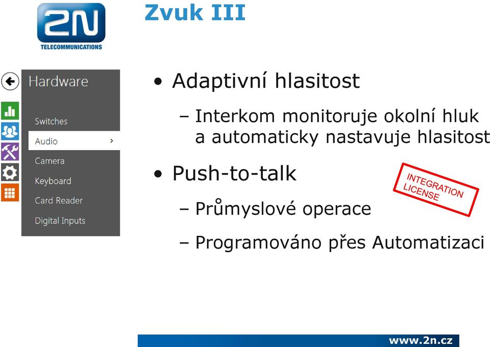 nastavuje hlasitost Push-to-talk