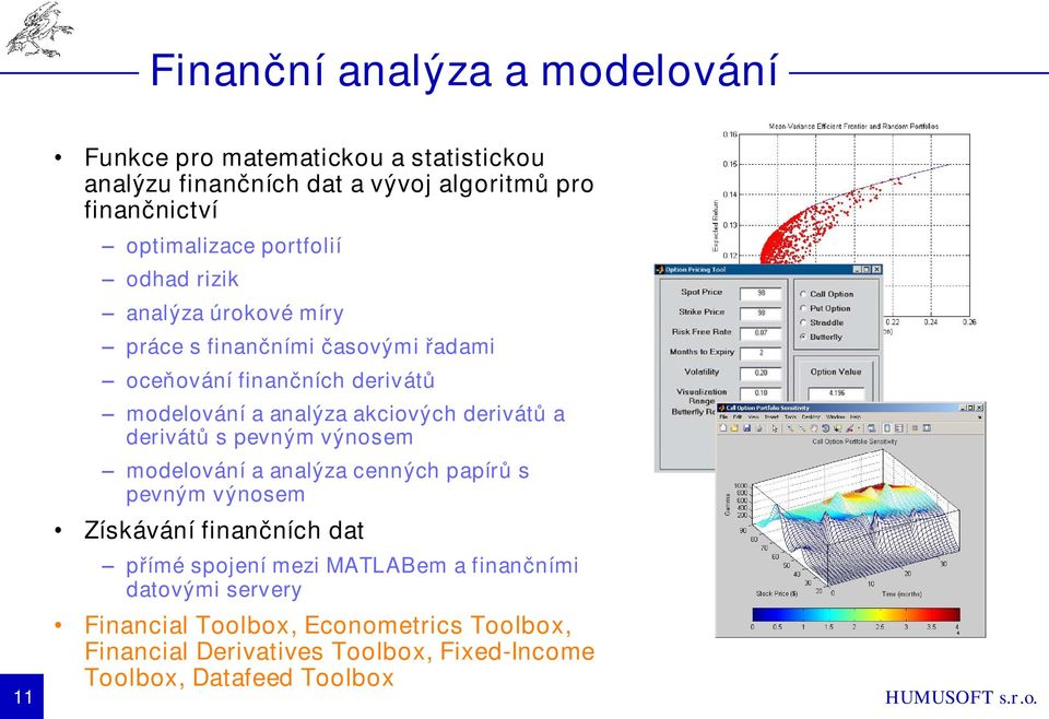 akciových derivátů a derivátů s pevným výnosem modelování a analýza cenných papírů s pevným výnosem Získávání finančních dat přímé spojení