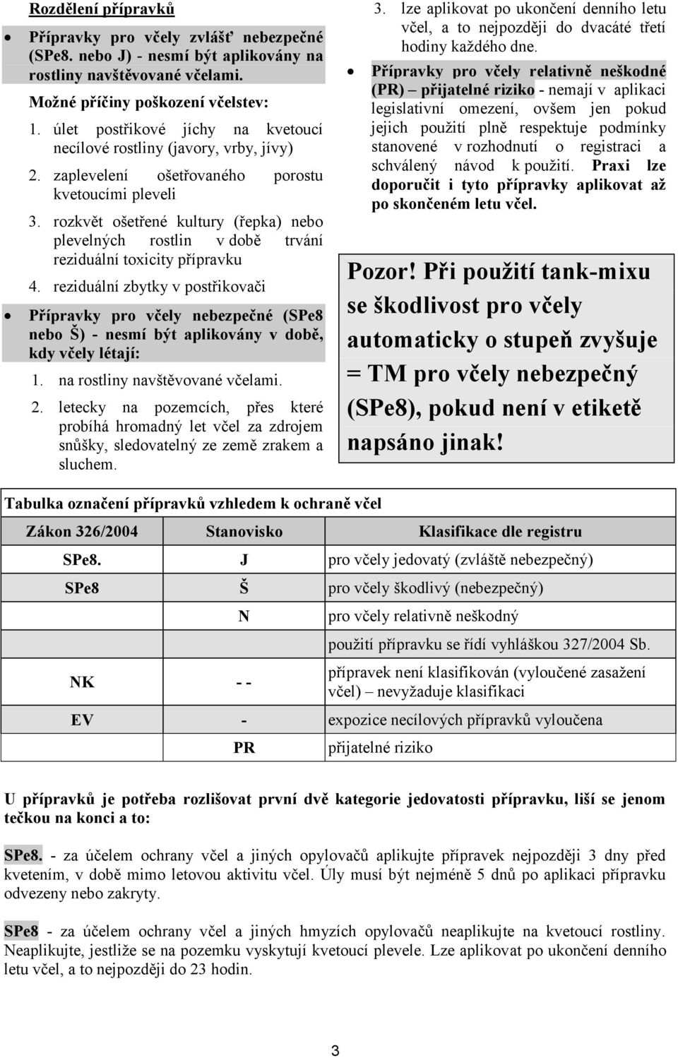rozkvět ošetřené kultury (řepka) nebo plevelných rostlin v době trvání reziduální toxicity přípravku 4.