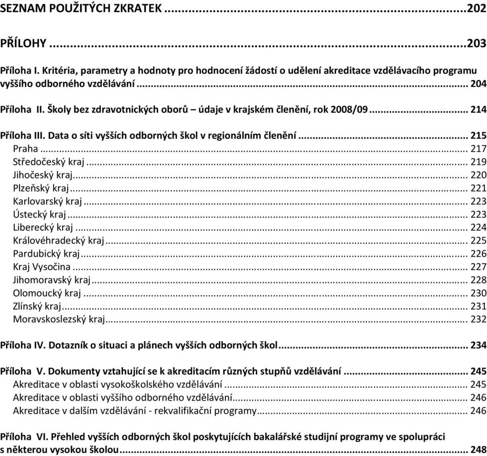 ..220 Plzeňský kraj...221 Karlovarský kraj...223 Ústecký kraj...223 Liberecký kraj...224 Královéhradecký kraj...225 Pardubický kraj...226 Kraj Vysočina...227 Jihomoravský kraj...228 Olomoucký kraj.