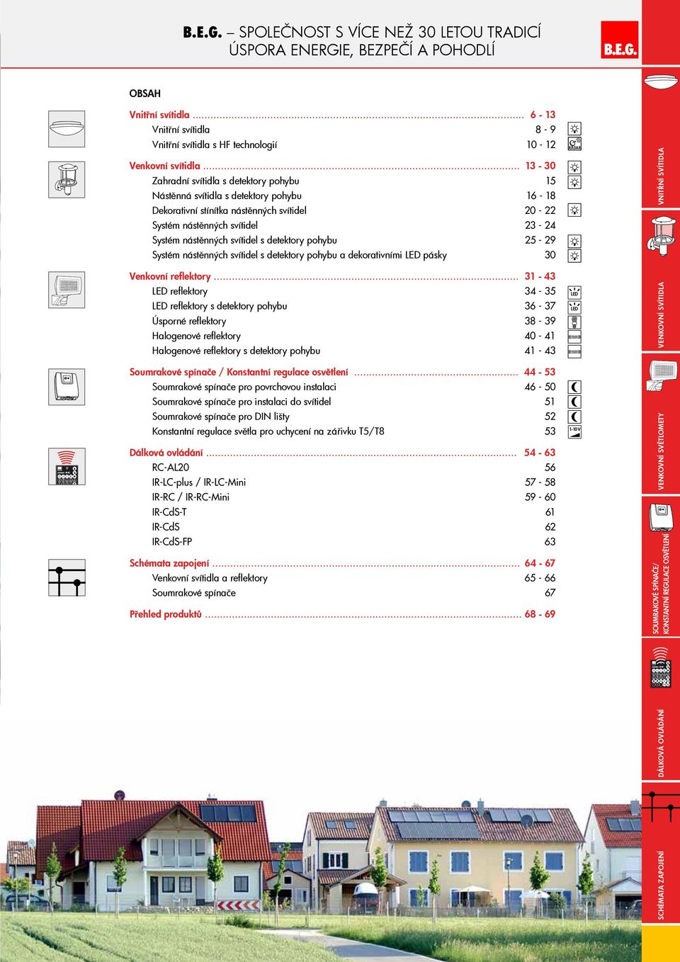 s detektory pohybu 25-29 Systém nástěnných svítidel s detektory pohybu a dekorativními LED pásky 30 Venkovní reflektory.