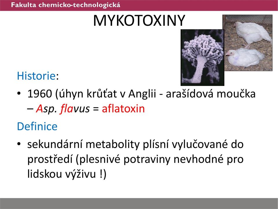 flavus = aflatoxin Definice sekundární metabolity