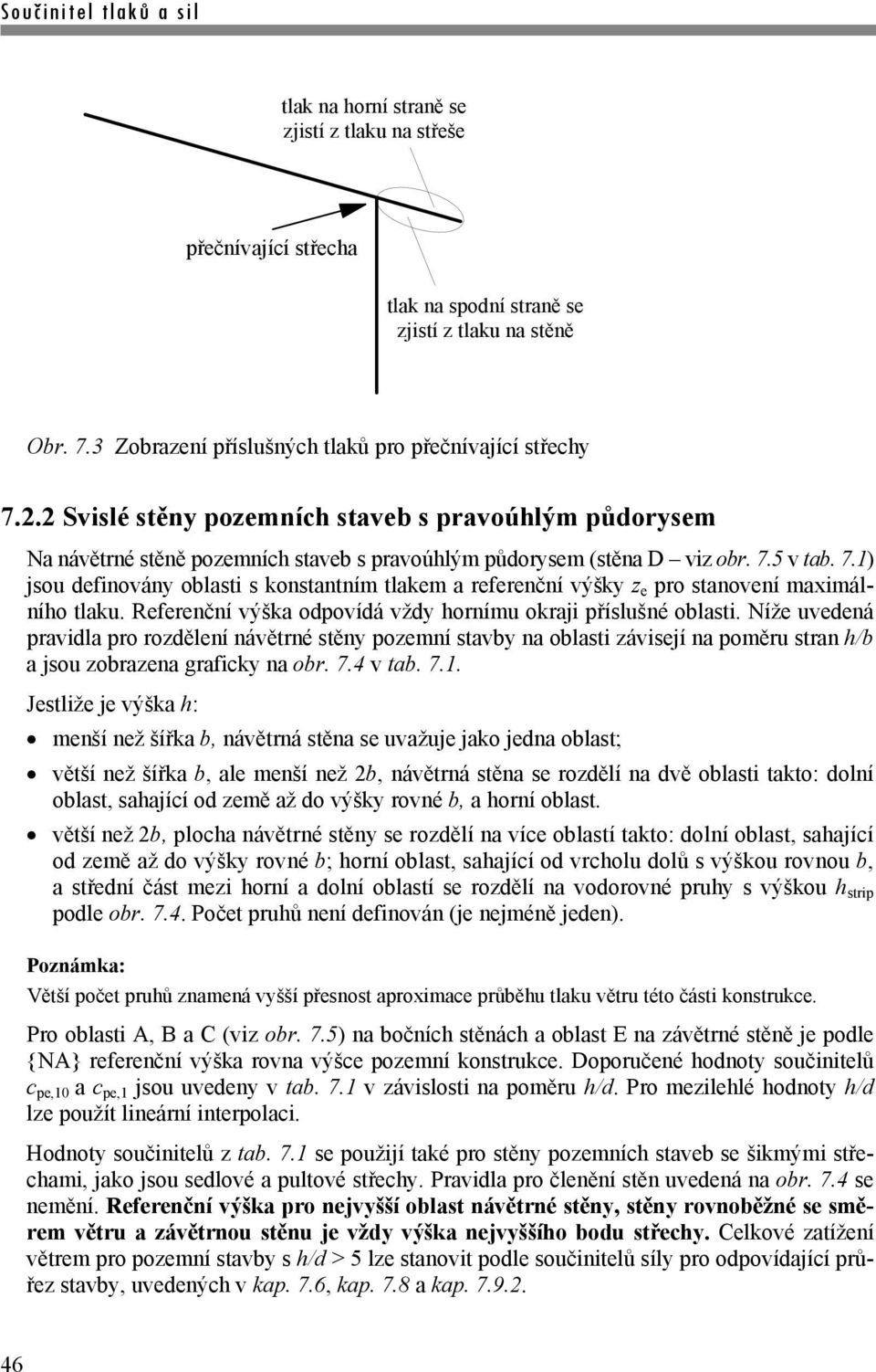 5 v ta. 7.1) jsou efinovány olasti s konstantním tlakem a referenční výšky z e pro stanovení maximálnío tlaku. Referenční výška opovíá vžy ornímu okraji příslušné olasti.