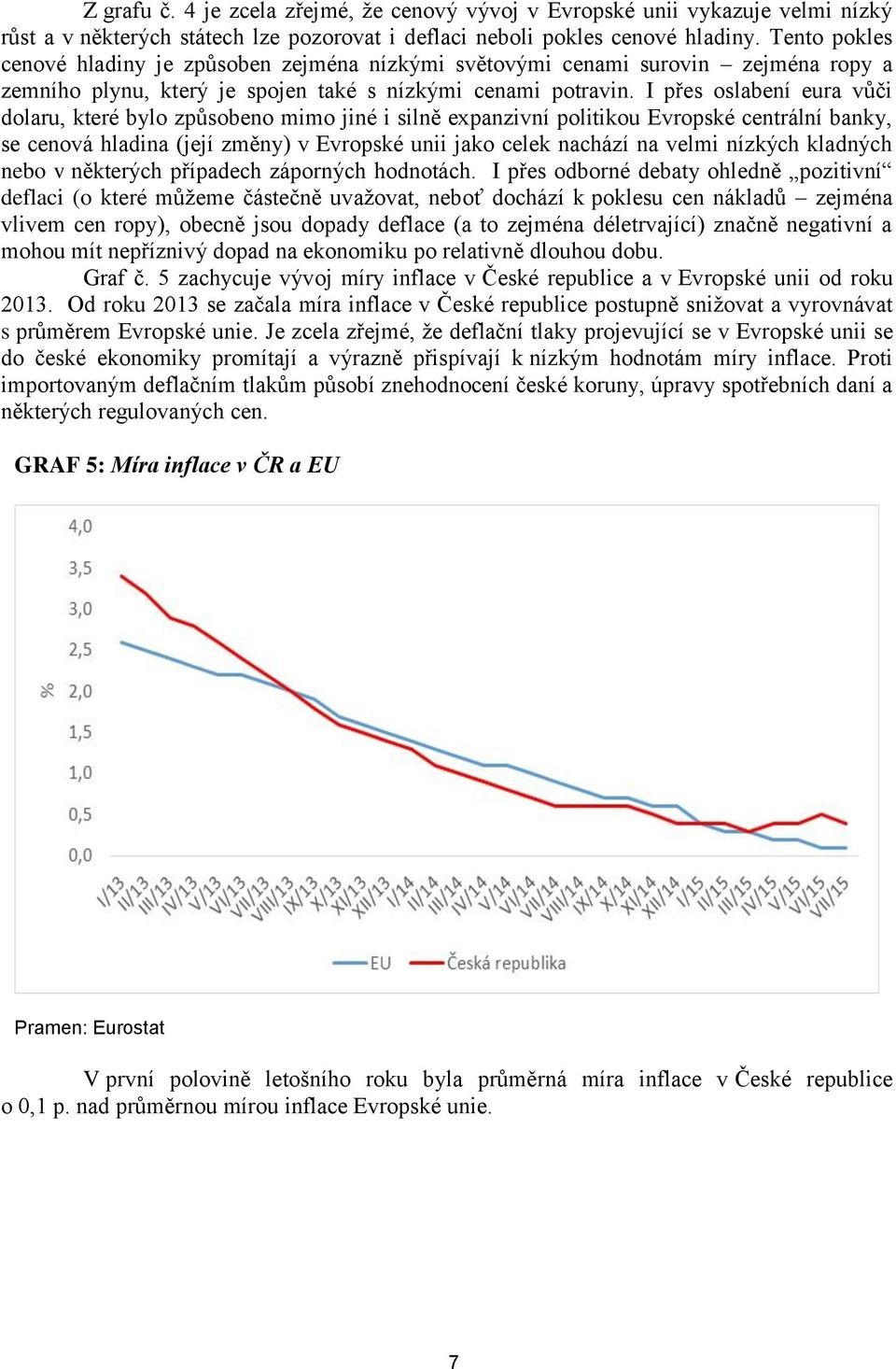 I přes oslabení eura vůči dolaru, které bylo způsobeno mimo jiné i silně expanzivní politikou Evropské centrální banky, se cenová hladina (její změny) v Evropské unii jako celek nachází na velmi