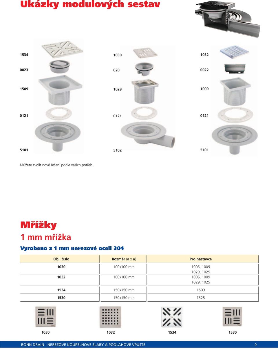 číslo Rozměr (a x a) Pro nástavce 1030 100x100 mm 1005, 1009 1029, 1025 1032 100x100 mm 1005, 1009 1029,