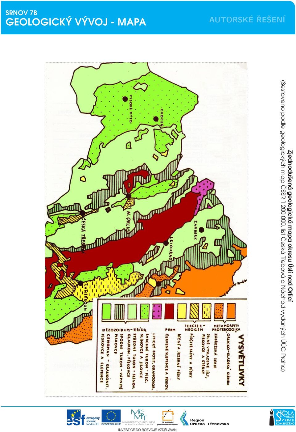 0049 Zjednodušená geologická mapa okresu Ústí nad Orlicí (Sestaveno podle geologických map ČSSR 1.