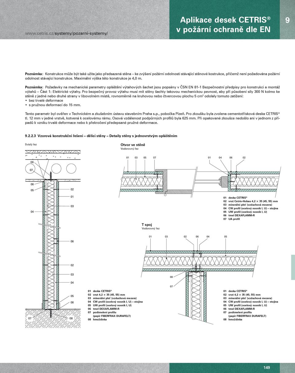 Poznámka: Požadavky na mechanické parametry opláštění výtahových šachet jsou popsány v ČSN EN 81-1 Bezpečnostní předpisy pro konstrukci a montáž výtahů Část 1: Elektrické výtahy.