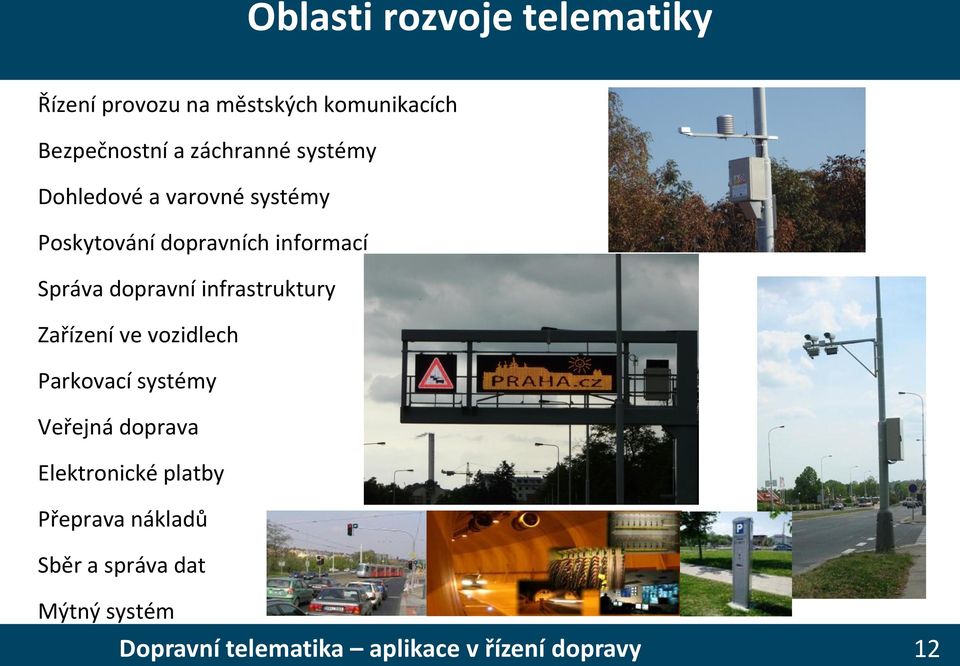 dopravních informací Správa dopravní infrastruktury Zařízení ve vozidlech