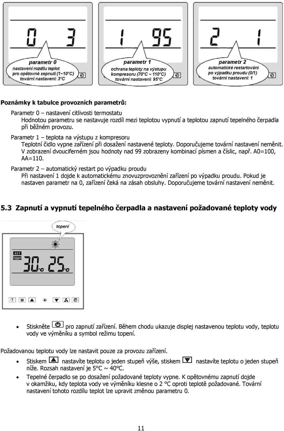 V zobrazení dvouciferném jsou hodnoty nad 99 zobrazeny kombinací písmen a číslic, např. A0=100, AA=110.