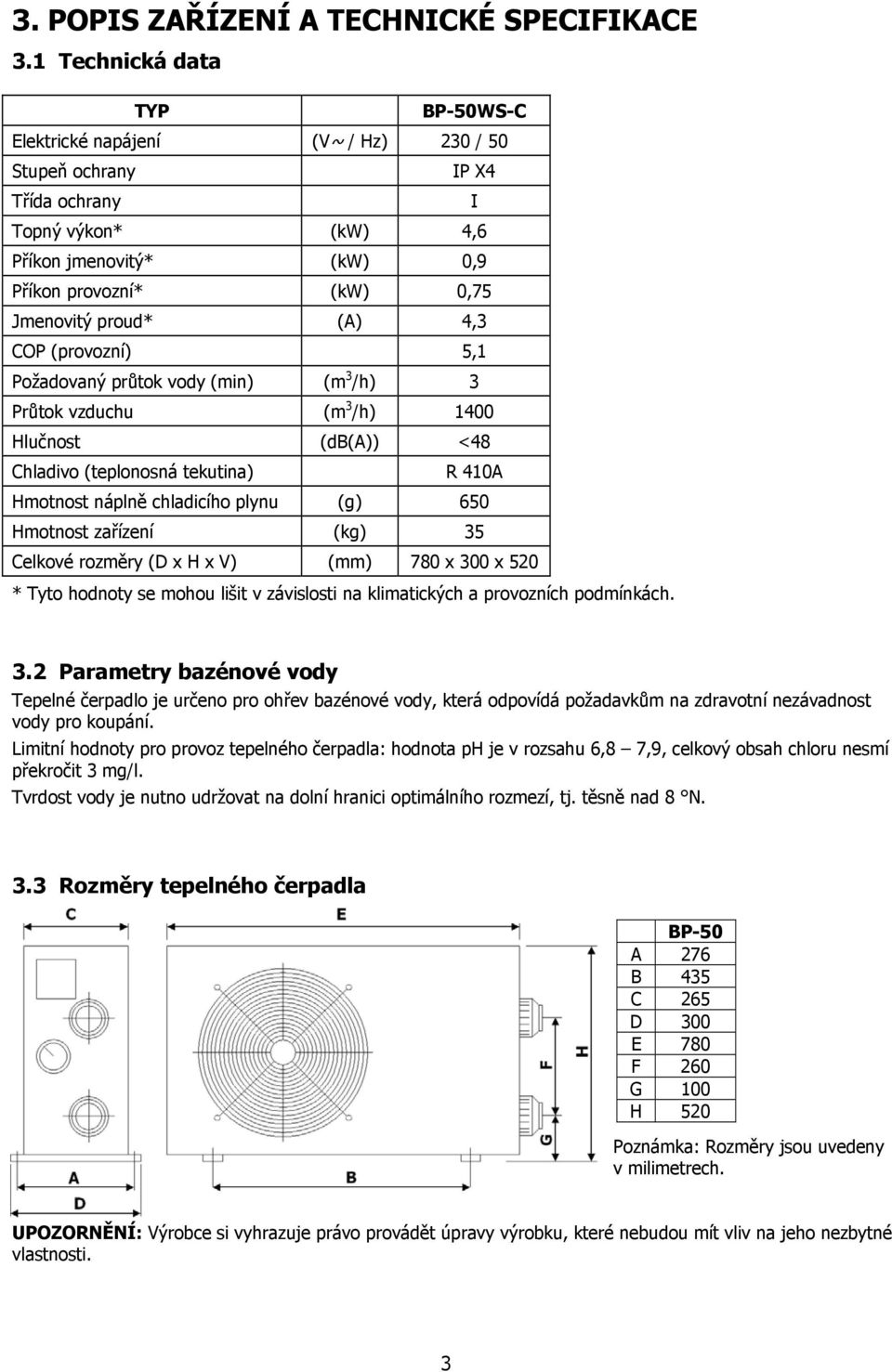 TEPELNÉ ČERPADLO BP-50WS-C - PDF Stažení zdarma